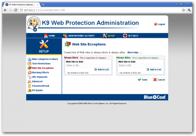 k9 web protection not responding